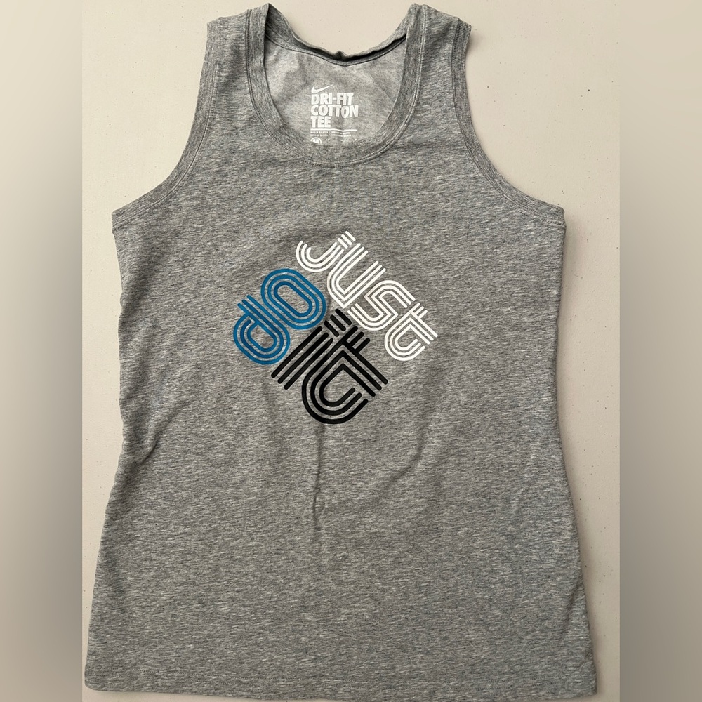 🩶🩵💙NIKE DRI FIT Gray JUST DO IT Tee Tank Top